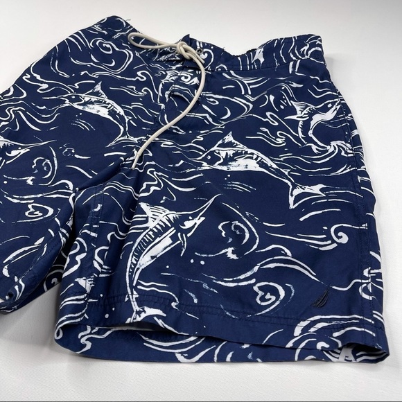 Nautica Shorts Swim Trunks Fishing Sailing Beach Ocean Pool Resort Vacation Navy - Picture 2 of 15